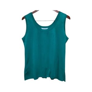 Exclusively Misook Green Sleeveless knit Top Size L